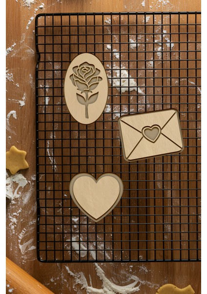 Aşk Seti Kurabiye Kalıbı, Hamur Şekillendirici, Bisküvi Kalıbı, Kolay Kesim Ucu fiyatları