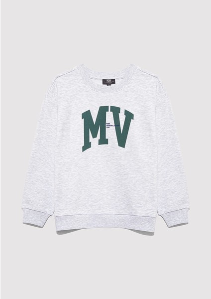 6S10054-88467 Mv Baskılı Gri Sweatshirt