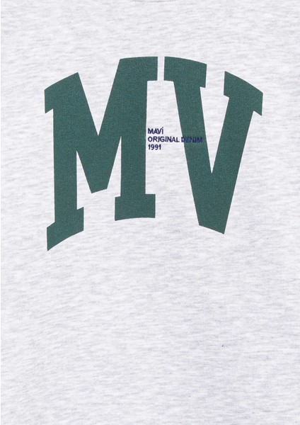 6S10054-88467 Mv Baskılı Gri Sweatshirt modelleri