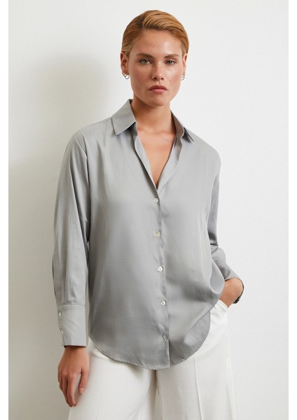 Diagonal Desen Gömlek Gri modelleri