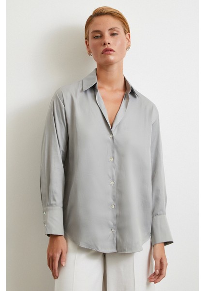 Diagonal Desen Gömlek Gri fırsatları