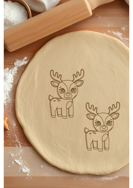 Yavru Geyik Kurabiye Kalıbı, Hamur Şekillendirici, Bisküvi Kalıbı, Kolay Kesim Ucu