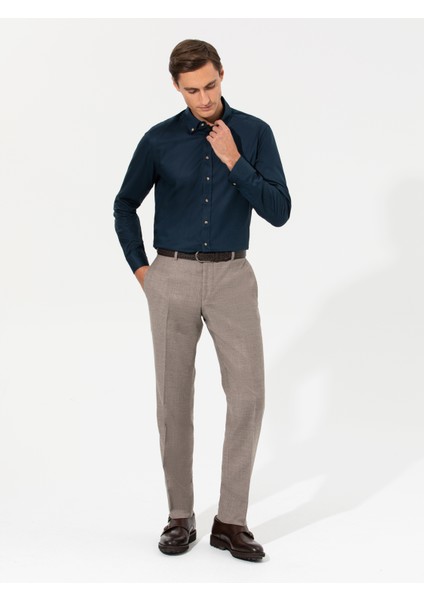 Erkek Lacivert Slim Fit Uzun Kollu Gömlek 50250841-VR033 fırsatları