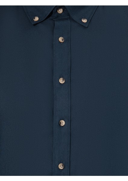 Erkek Lacivert Slim Fit Uzun Kollu Gömlek 50250841-VR033