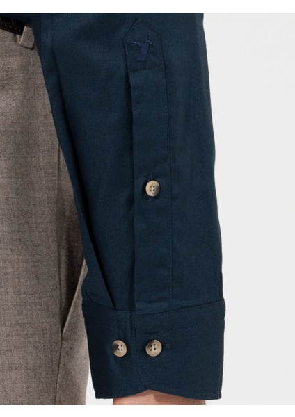 Erkek Lacivert Slim Fit Uzun Kollu Gömlek 50250841-VR033