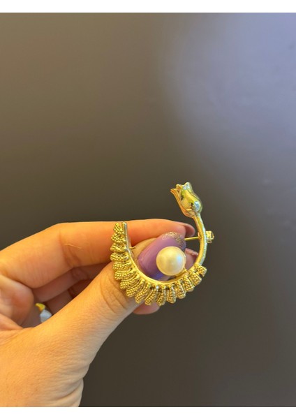 Inci Boncuklu Laleli Kadın Broş Yaka Iğnesi 4x3 cm modelleri