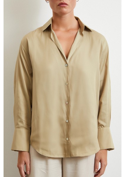 Diagonal Desen Gömlek Bej indirimleri