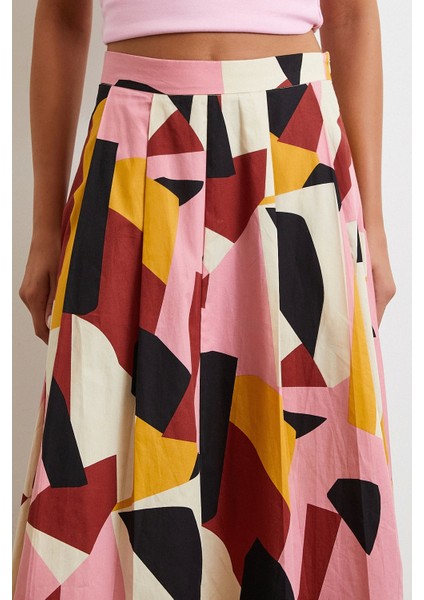 Desenli Midi Etek Pembe indirimleri