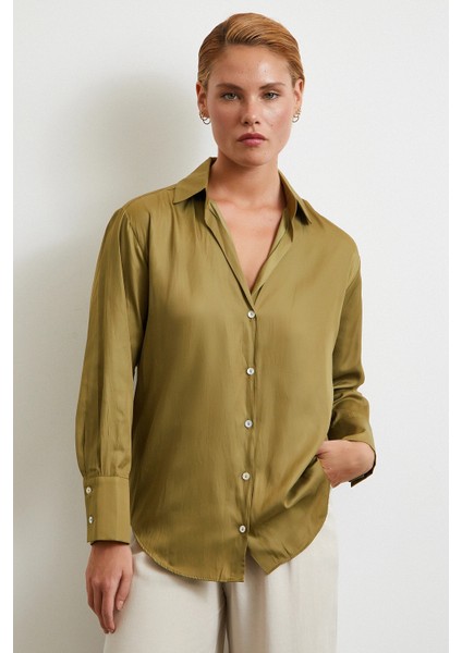 Diagonal Desen Gömlek Yeşil