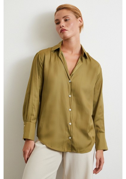 Diagonal Desen Gömlek Yeşil fırsatları