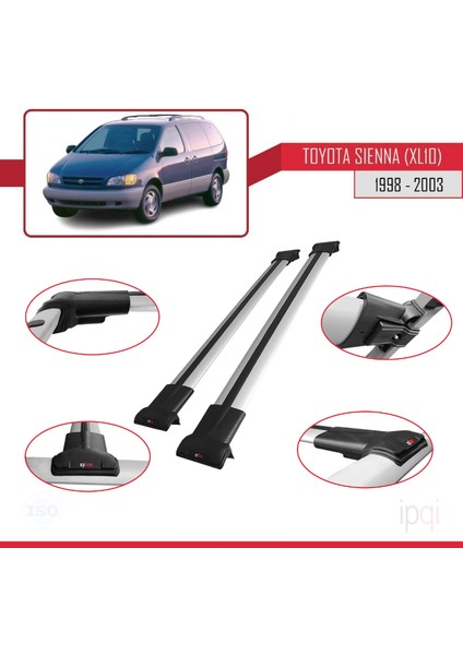Toyota Sienna (XL10) 1998-2003 Arası ile Uyumlu Fly Model Ara Atkı Tavan Barı Gri 2 Adet fırsatları