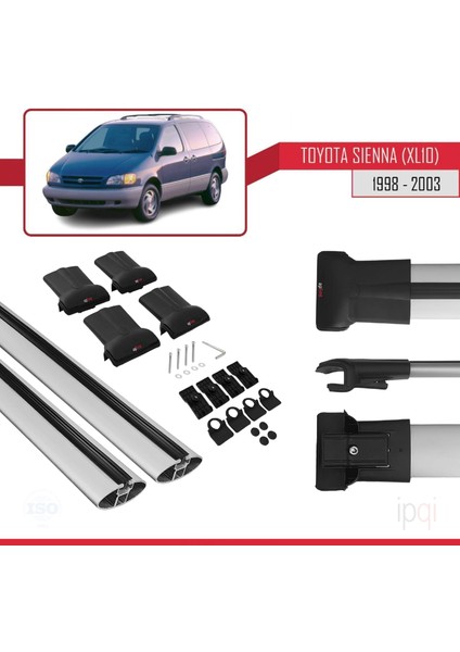 Toyota Sienna (XL10) 1998-2003 Arası ile Uyumlu Fly Model Ara Atkı Tavan Barı Gri 2 Adet indirimleri