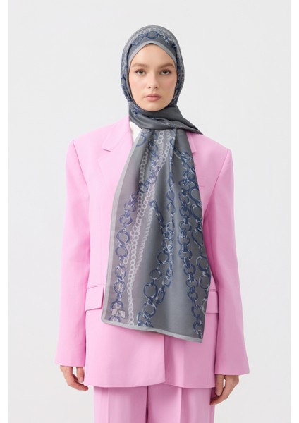 Cotton Twill Şal Loop Line Gümüş