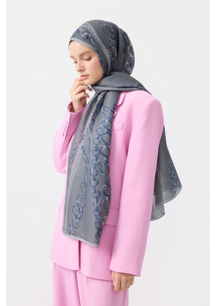 Cotton Twill Şal Loop Line Gümüş modelleri