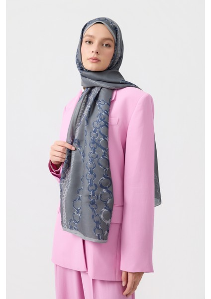 Cotton Twill Şal Loop Line Gümüş fırsatları