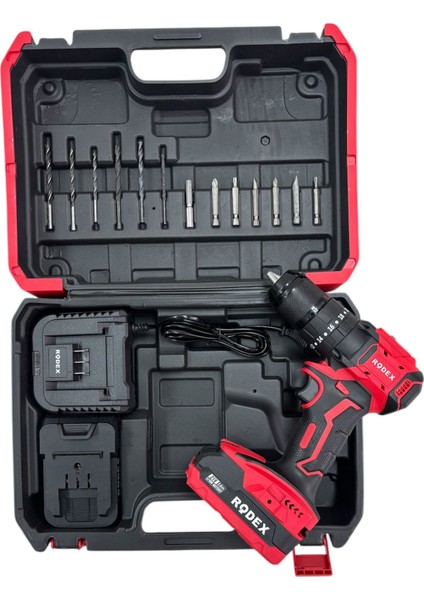 Akülü Darbeli Matkap Kömürsüz Motor 13 Adet Aksesuarlı RDX3404