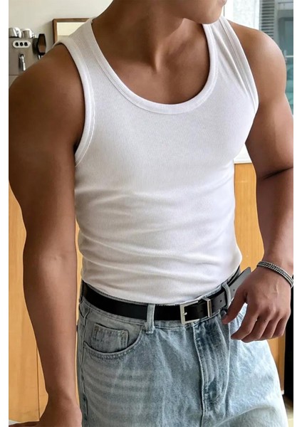 Wove Paket Slim Fit Esnek Likralı Fitilli Nefes Alabilen Kolsuz Sporcu Atlet indirimleri