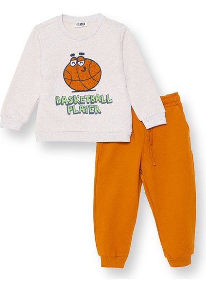 Erkek Bebek Eşofman Takımı Motto Boy Bisiklet Yaka Uzun Kol Ribanalı