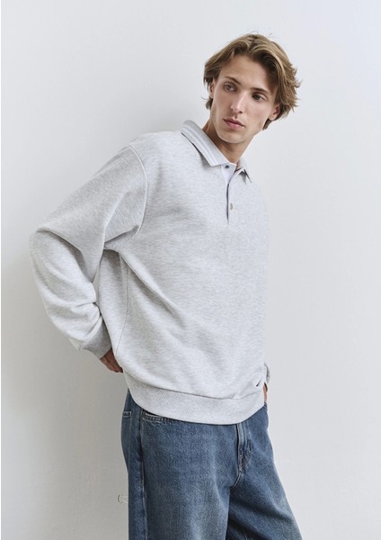 Polo Yaka Gri Sweatshirt 0S10390-82498 fiyatları