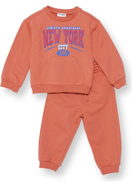 Erkek Bebek Eşofman Takımı Bisiklet Yaka Uzun Kol Ribanalı Paça