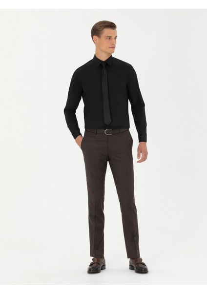 Erkek Siyah Slim Fit Uzun Kollu Gömlek 50282995-VR046 fırsatları