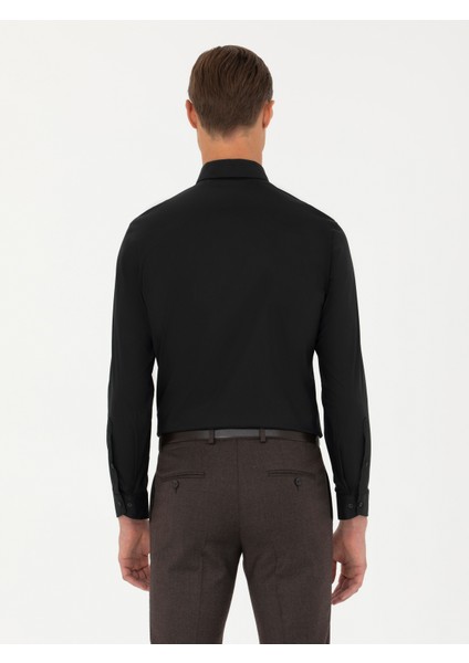Erkek Siyah Slim Fit Uzun Kollu Gömlek 50282995-VR046 indirimleri