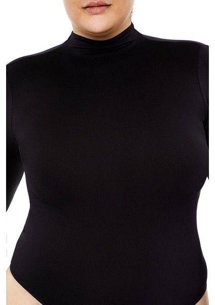 Plus Size Dikişsiz Yüksek Yaka Bodysuit modelleri