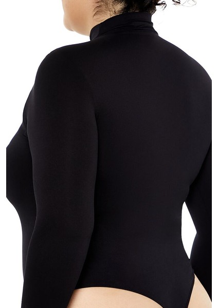 Plus Size Dikişsiz Yüksek Yaka Bodysuit fırsatları