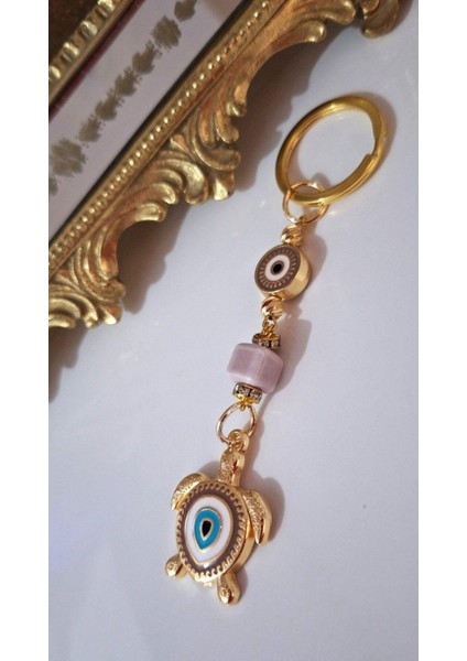 Hediyelik Nazar Boncuklu Bej Kaplumbağa Anahtarlık 10,5 cm fiyatları