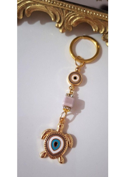 Hediyelik Nazar Boncuklu Bej Kaplumbağa Anahtarlık 10,5 cm fırsatları