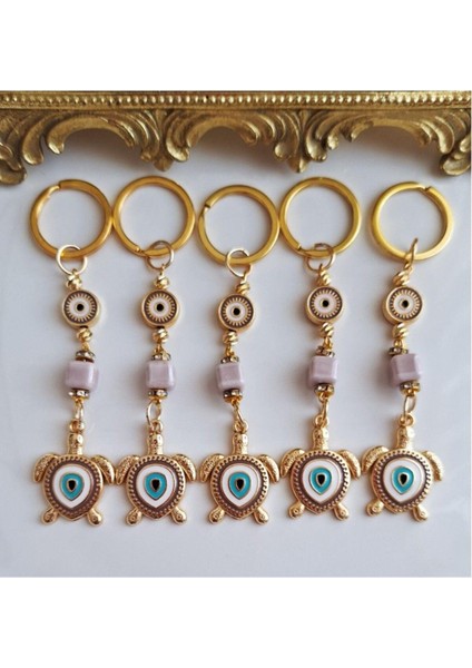 Hediyelik Nazar Boncuklu Bej Kaplumbağa Anahtarlık 10,5 cm indirimleri