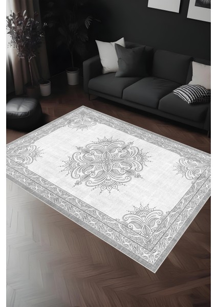 Dijital Baskı Modern Klasik Desenli Çerçeveli Dekoratif Makinada Yıkanabilir Salon ve Yolluk Halısı