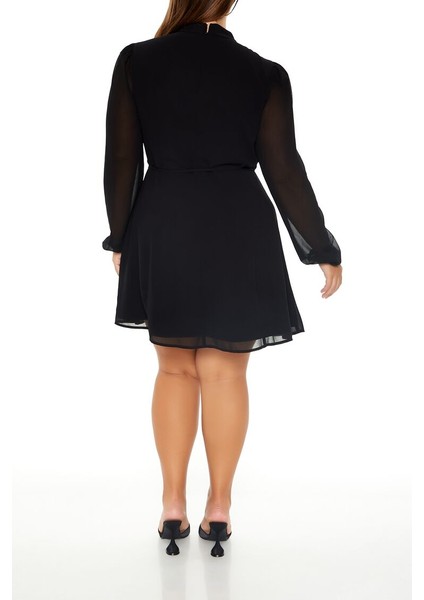 Plus Size Şifon Elbise