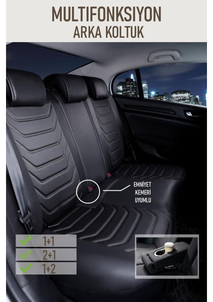 Seat Leon Sc Fr Uyumlu Oto Koltuk Kılıfı Deri, Kumaş Elegance Siyah Beyaz