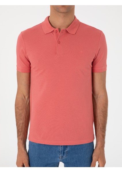 Erkek Mercan Slim Fit %100 Pamuk Polo Yaka Basic T-shirt 50310014-VR186