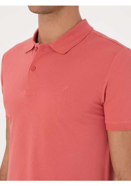 Erkek Mercan Slim Fit %100 Pamuk Polo Yaka Basic T-shirt 50310014-VR186