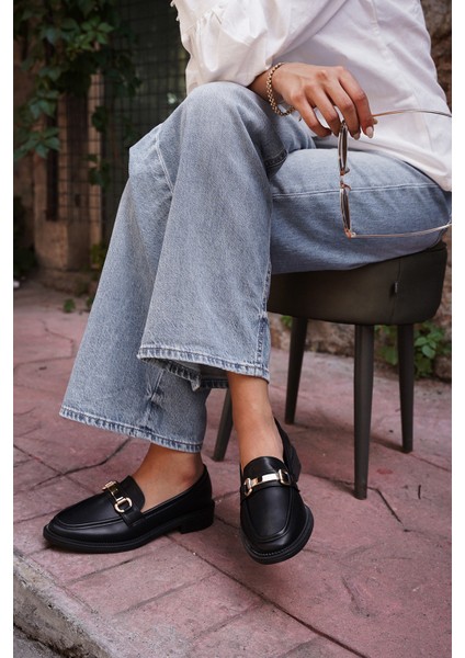 Kadın Loafer Makosen Casual Tokalı Günlük Ayakkabı Tonyas Siyah fiyatları