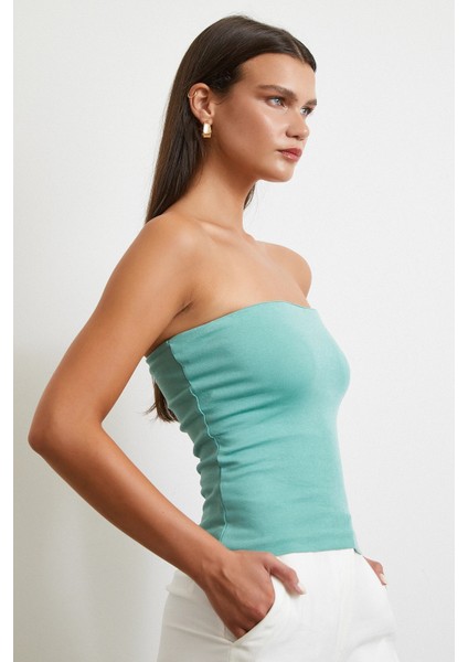 Straplez Top Yeşil
