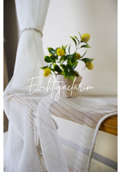 Sıralı Çelik Keten Salon ve Misafir Odalarına Uygun 1/2 Seyrek Pileli Ütü Istemeyen Tül Perde