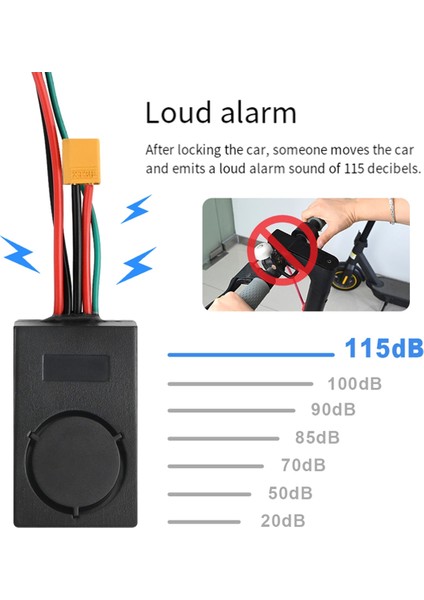 1150DB Yüksek Kablosuz Kablosuz Hırsızlık Anti-Hırsızlık Titreşim Elektrikli Scooter Güvenlik Alarm M365 Scooter Aksesuarları Için Uzaktan (Yurt Dışından) fırsatları