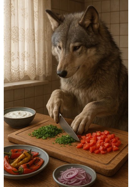 Aşçı Kurt V1 Ev Duvar Salon Güzellik Salonu Ofis Dükkan Dekarasyon Kanvas Tablo fiyatları