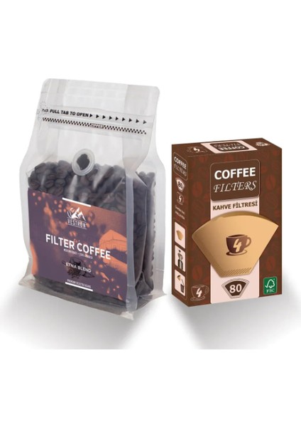 Kahve Keyfi Ofis Seti Etna House Blend Filtre Kahve 250GR ve Filtre Kahve Kağıdı No: 4 80'li