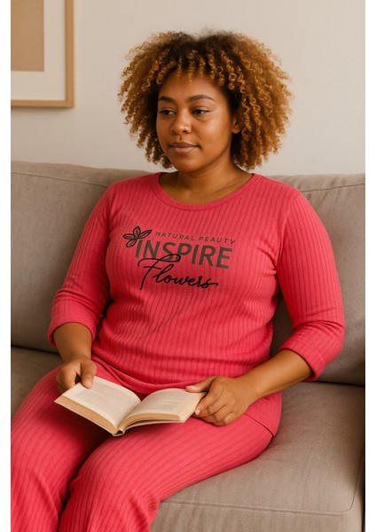 Kadın Pembe Büyük Beden Pijama Takımı