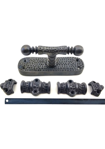 Antika Tarz Dekoratif Pirinç Üstten Ispanyolet - 133X40 Mm, Oksit