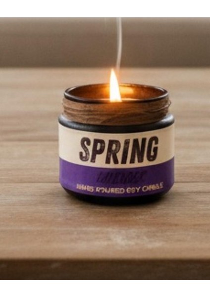 Spring: Özel Tasarım Kavanoz Lavanta Kokulu Mum, 250 gr Doğal Vegan Soya Wa x Mumu fırsatları