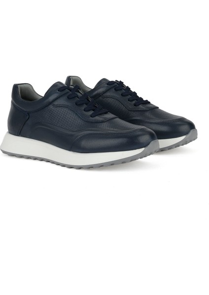 , Erkek Hakiki Deri Sneaker 1531026Z290 Lacivert
