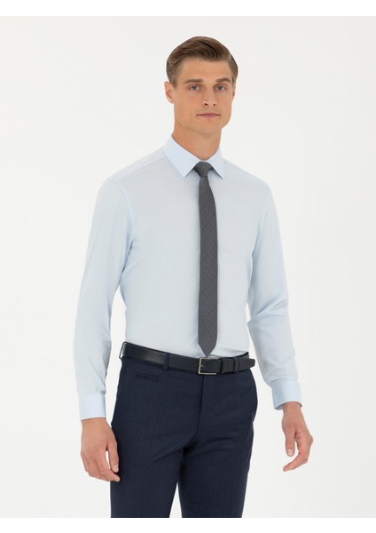 Erkek Açık Mavi Slim Fit Uzun Kollu Gömlek 50282995-VR003