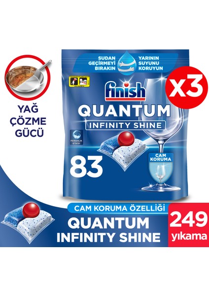 Quantum Infinity Shine 249 Kapsül Bulaşık Makinesi Deterjanı Tableti (83X3)