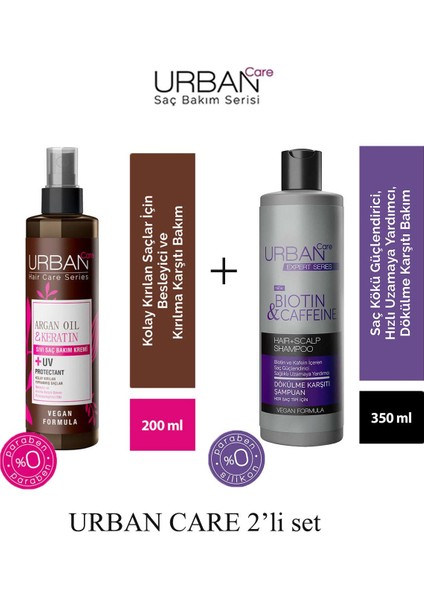 Expert Biotin & Kafein Şampuan 350 ml + Argan Yağı&keratin Sıvı Saç Bakım Kremi 200 ml