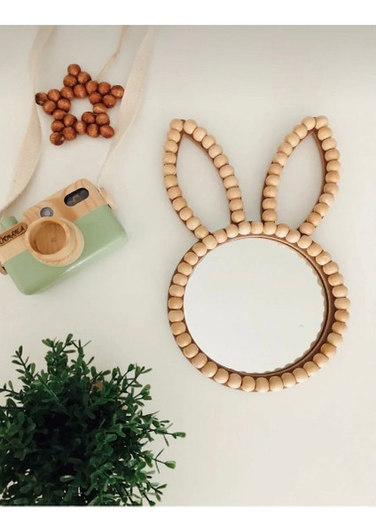 Tavşan Ayna Bebek Odası Aynası Dekoratif Ayna Boncuk Ayna Ahşap Ayna Mdf Dekoratif Ayna